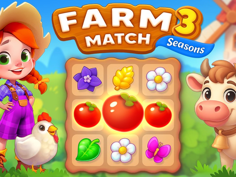 Farm Match Seasons 3 — vibrant scene of colorful fruits and flowers on a farm