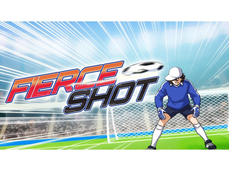Exciting scene of a manga-style soccer player shooting a goal