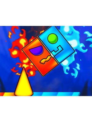 Exciting scene from Fire and Water Geometry Dash with vibrant characters