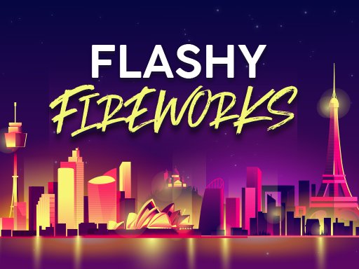 Colorful fireworks bursting in the night sky in Flashy Fireworks game
