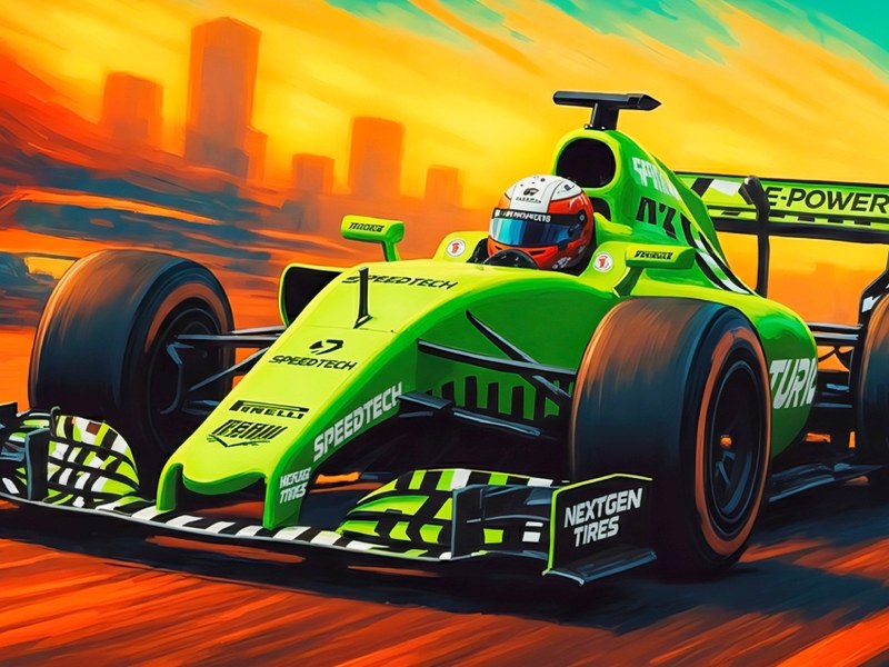 Exciting scene of Formula Traffic Racer with colorful F1 cars racing