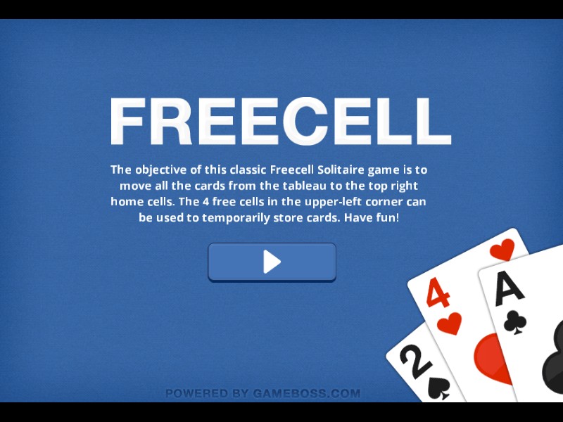 Screenshot of Freecell Blue with vibrant blue cards and layout