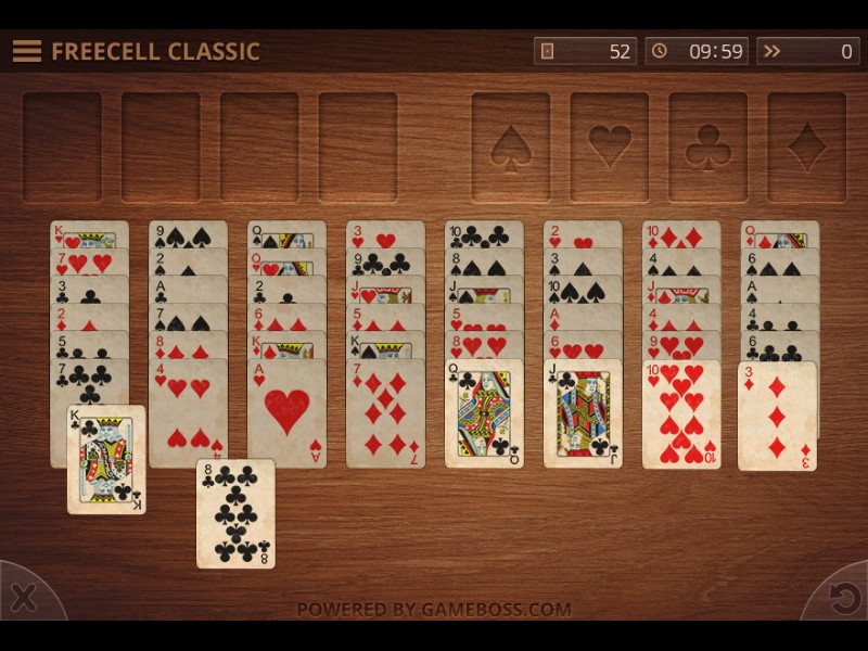 Exciting scene of Freecell Classic card game in action