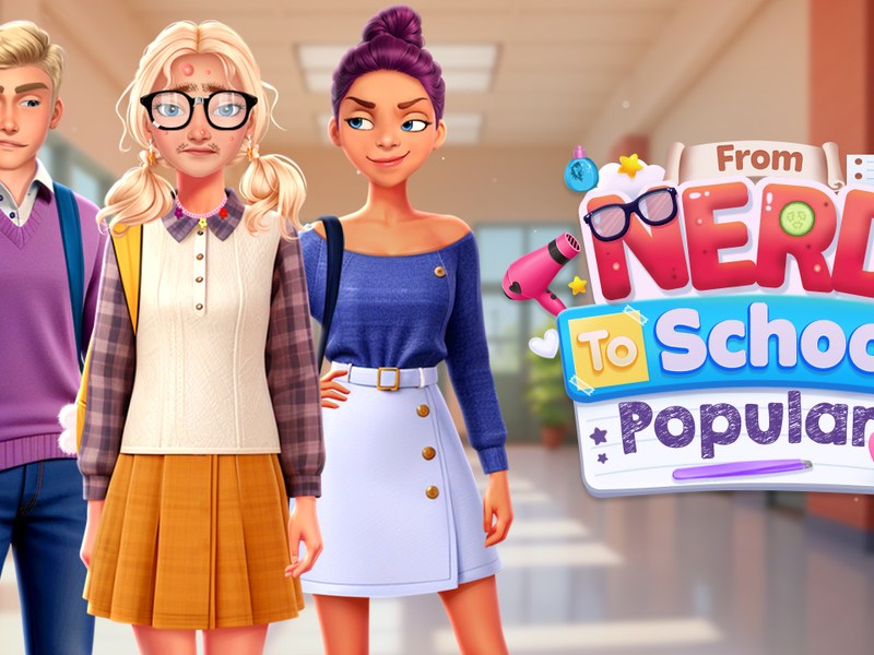 Colorful scene of a school makeover with characters transforming