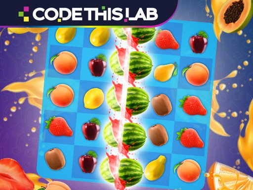 Colorful scene of the Fruit Matching Game with vibrant fruits