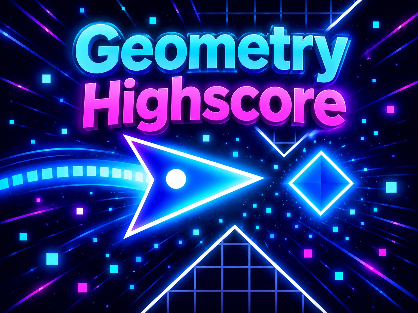 Geometry Highscore — colorful neon triangle flying through obstacles