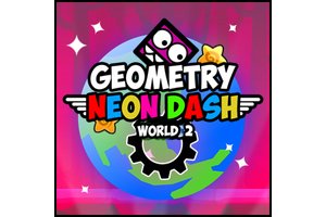Exciting gameplay in Geometry Neon Dash World Two with neon colors and obstacles