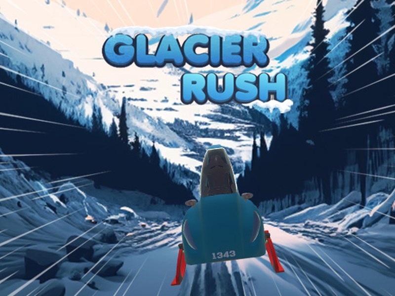 Exciting scene from Glacier Rush with icy landscapes and racing vehicles