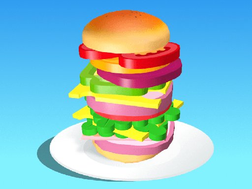 Colorful ingredients stacked to create a delicious hamburger