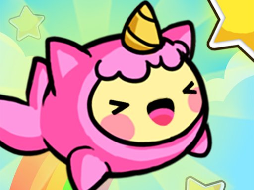 Jumping character bouncing between colorful platforms in Happy Hop Online