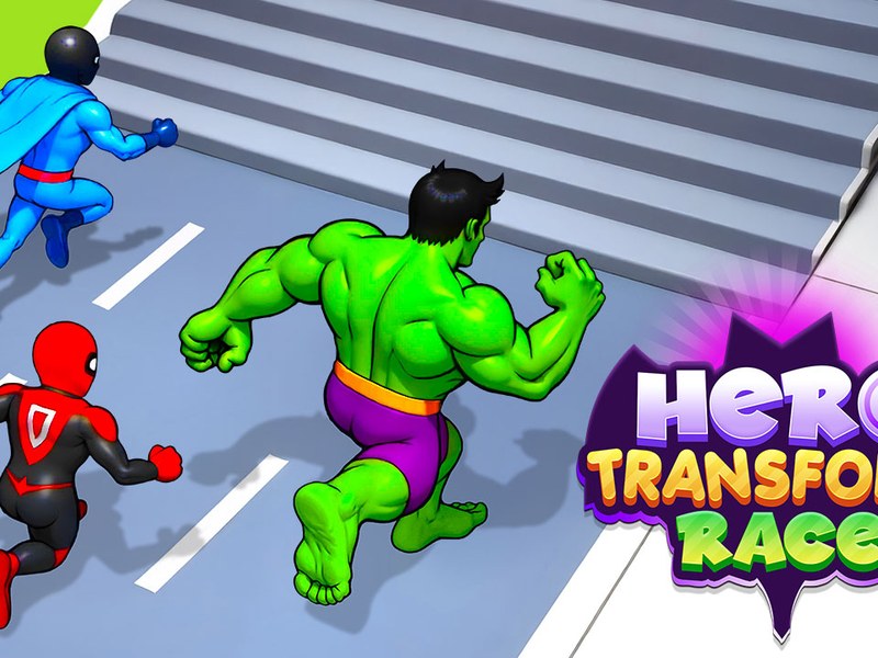 Hero Transform Race — exciting scene of a superhero racing through obstacles