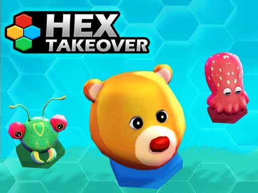 Hex Takeover game screenshot showing colorful hexagons