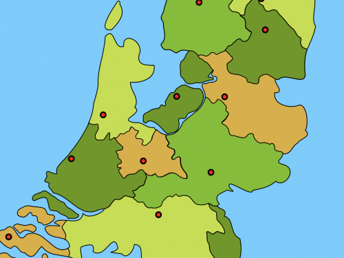 Interactive map showing Dutch capitals and provinces in action