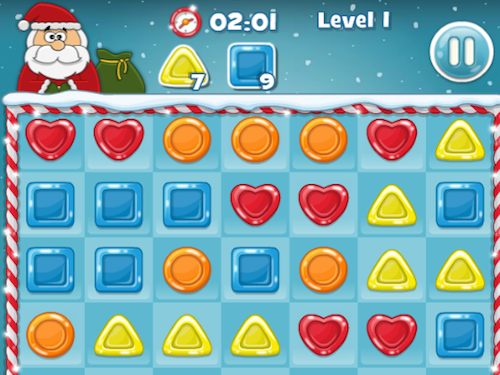 Colorful Christmas Candy game with festive sweets and decorations