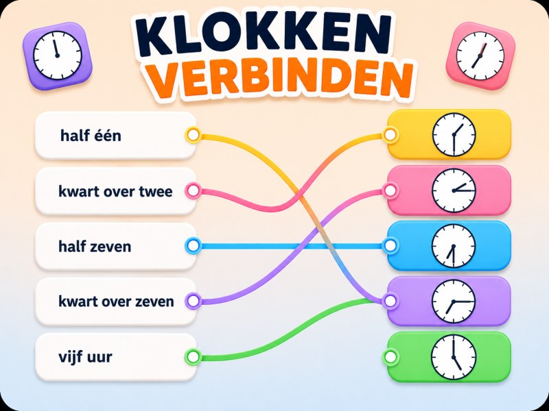 Engaging screenshot of Connect the Clocks game showing clocks and times