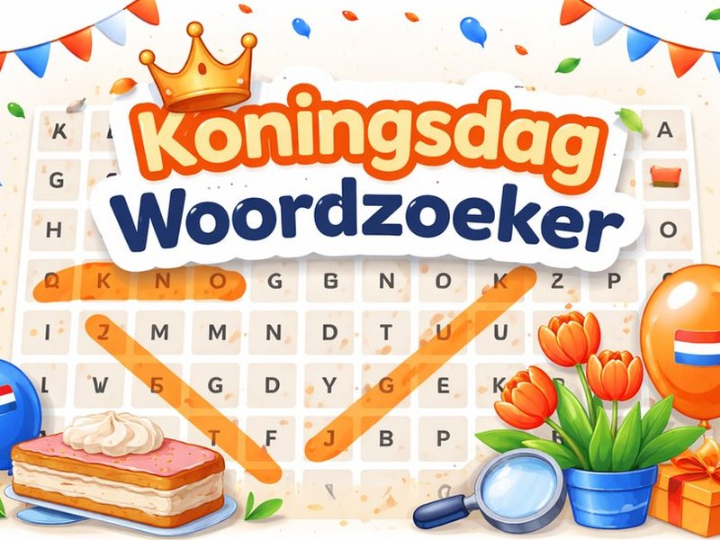 Kings Day Word Search - colorful letters and words hidden in a festive design