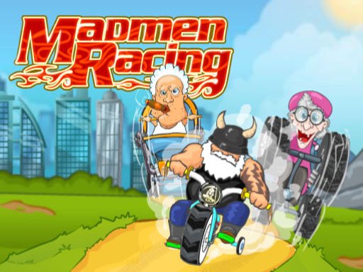 Exciting scene from Madmen Racing with colorful cars and bikes speeding