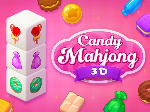 Colorful candies and sweets in a vibrant 3D Mahjong game