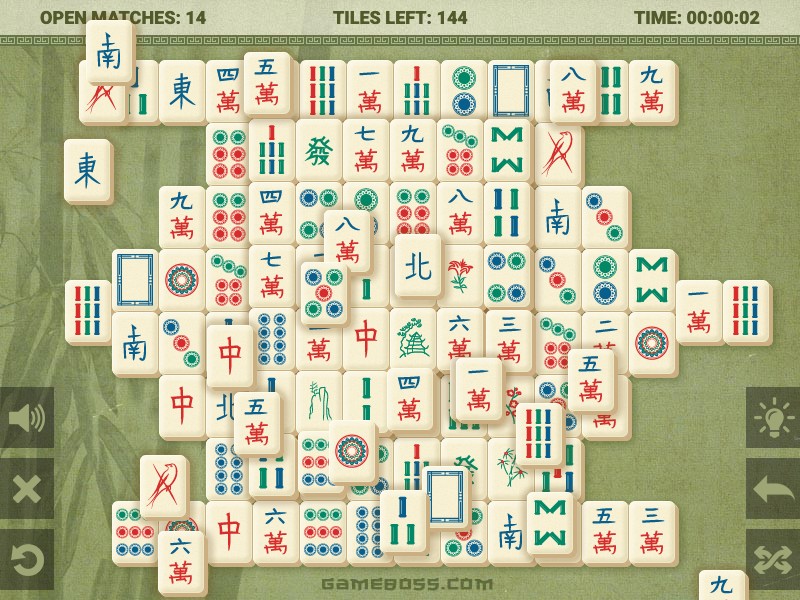Screenshot of Mahjong Classic with colorful tiles and a pyramid layout