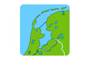Colorful map showing famous lakes in the Netherlands