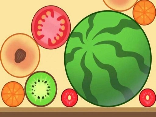 Merge Fruit game screenshot showing colorful fruits merging