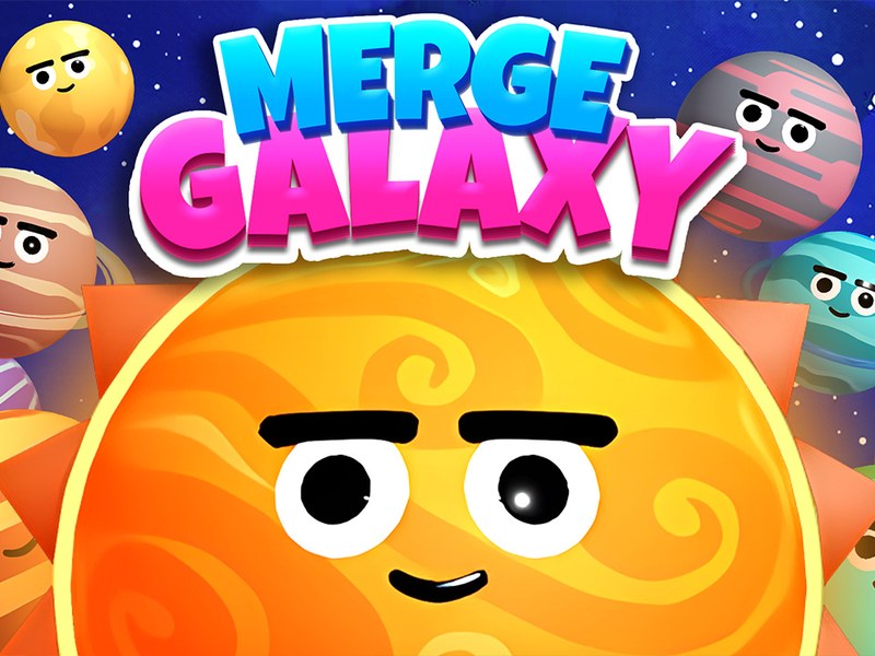 Merge Galaxy game scene with cute planets merging