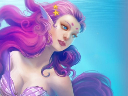 A vibrant underwater scene filled with colorful mermaids and hidden treasures