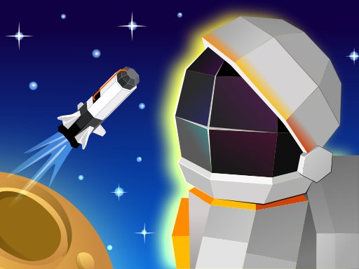 Screenshot of Moon Mission showing a colorful space station