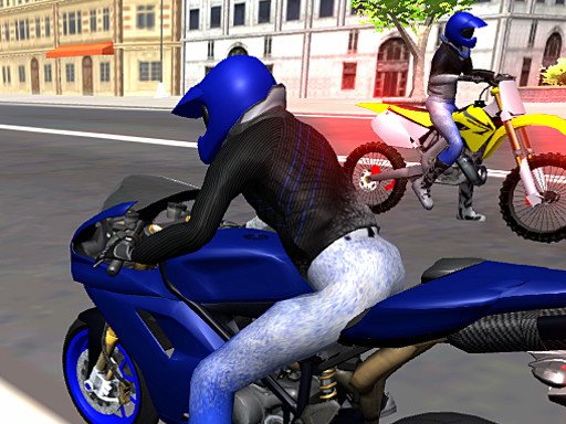 Exciting scene of a player racing a cool motorbike in a vibrant world
