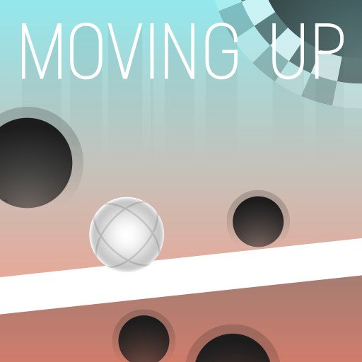 Screenshot of Moving Up showing a colorful ball navigating challenges