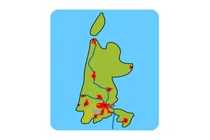 Colorful map of North Holland with cities and landmarks