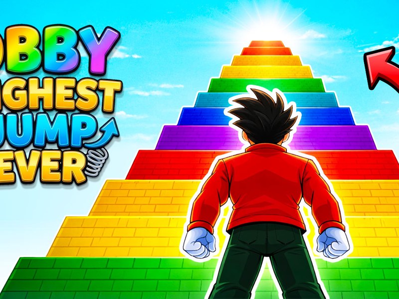 Exciting scene of players jumping high in Obby Highest Jump Ever