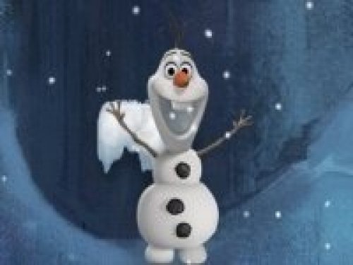 Olaf the snowman jumping over ice platforms in a fun game