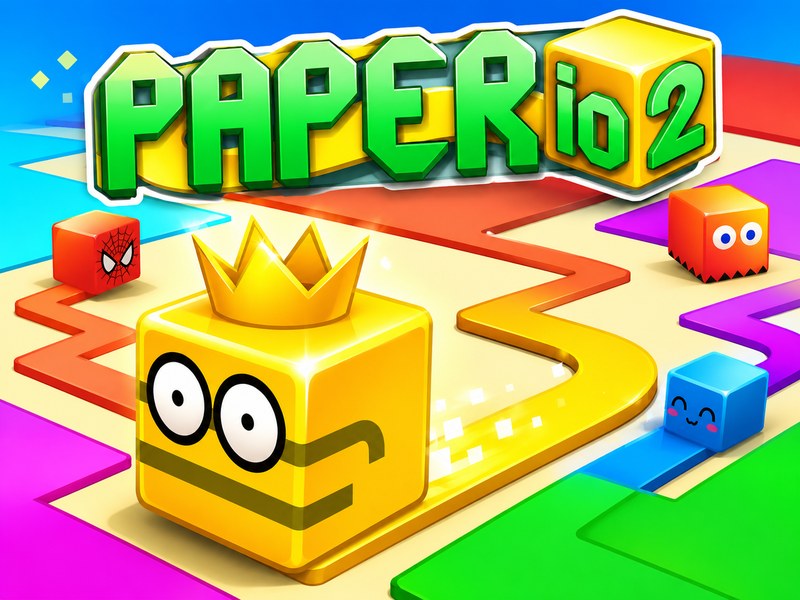 Colorful gameplay of Paper.io 2 with players battling for territory