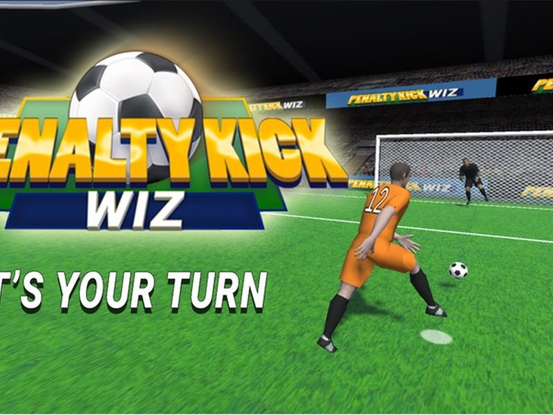 Exciting scene from Penalty Kick Wiz showing a player taking a penalty kick