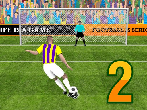 Exciting scene from Penalty Shooters 2 with players taking penalty kicks