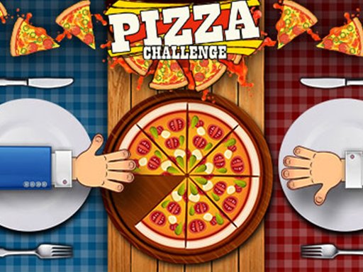 Exciting scene from Pizza Challenge with kids grabbing pizza slices