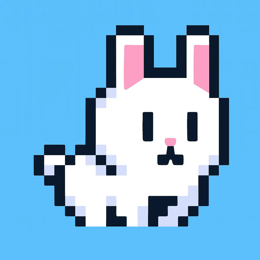 A colorful scene from Poor Bunny with a cute rabbit avoiding obstacles