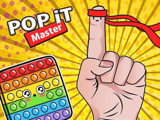 Colorful screenshot of Pop It Master game with vibrant fidget toys