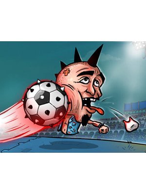 Exciting scene of Puppet Football Fighters with colorful puppets in action