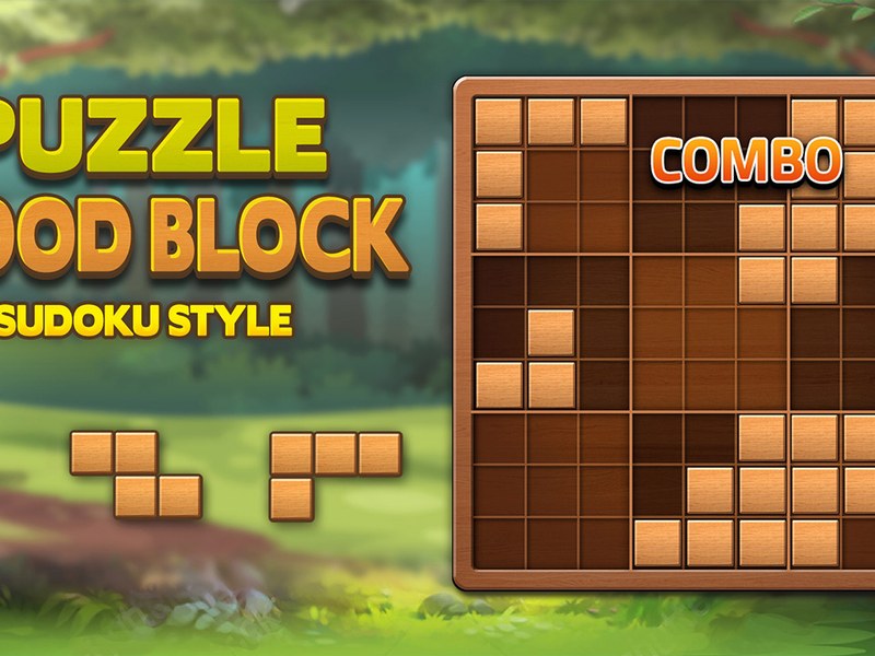 Puzzle Wood Block — colorful blocks filling a 9x9 grid