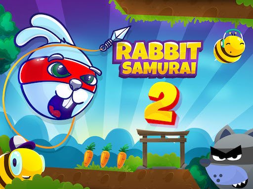 Exciting scene from Rabbit Samurai 2 featuring a ninja rabbit swinging through the forest