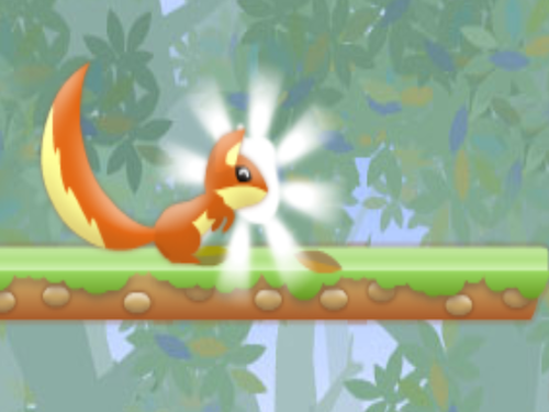 Exciting scene of a fast squirrel racing through a vibrant forest