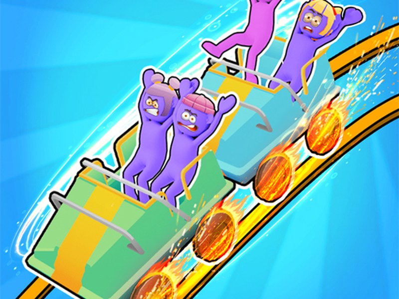 Exciting scene from Roller Coaster Rush with vibrant roller coasters and thrilling rides