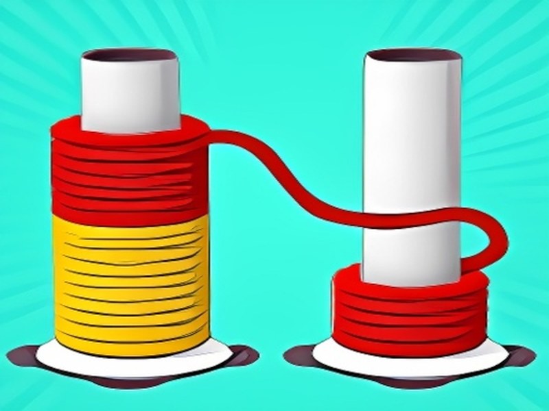 Colorful ropes sorting into tubes in a vibrant 3D world