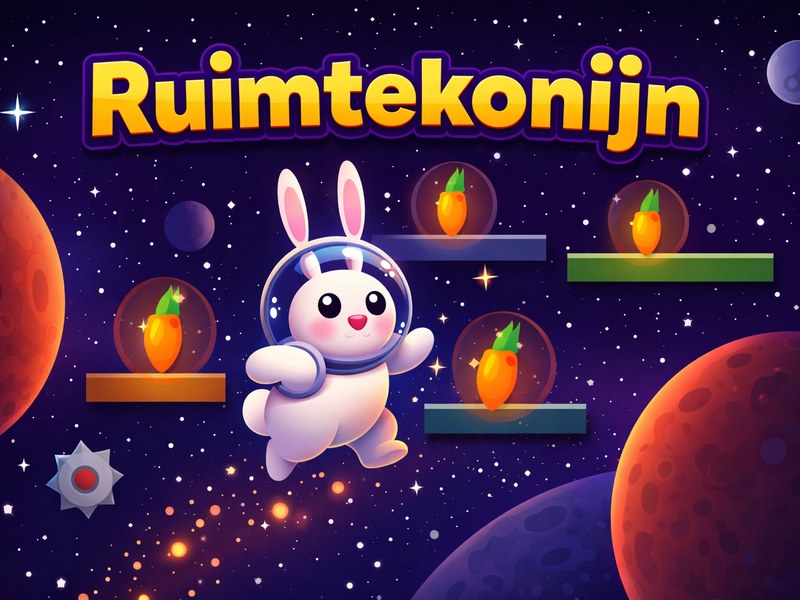 Exciting scene of a rabbit in a space suit dodging obstacles
