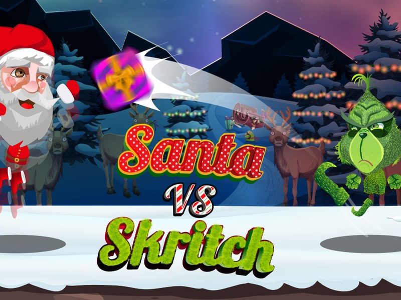 Exciting scene of Santa and Skritch battling in a soccer match