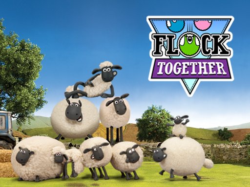 Shaun the Sheep and his flock of colorful sheep in a fun puzzle game