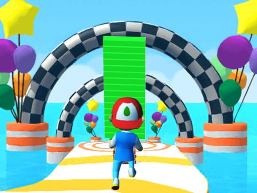 Exciting race scene in Shortcut Run with colorful paths and players