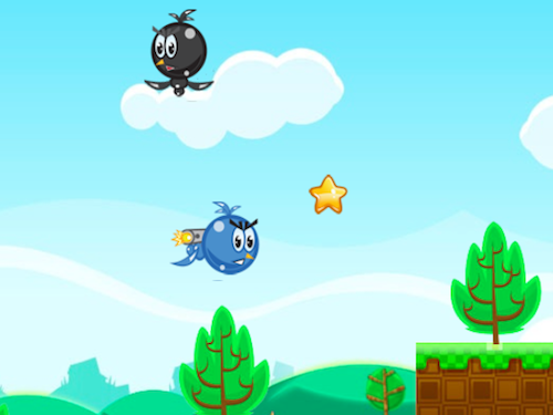 Speedy Bird — a colorful scene of a bird flying through rings
